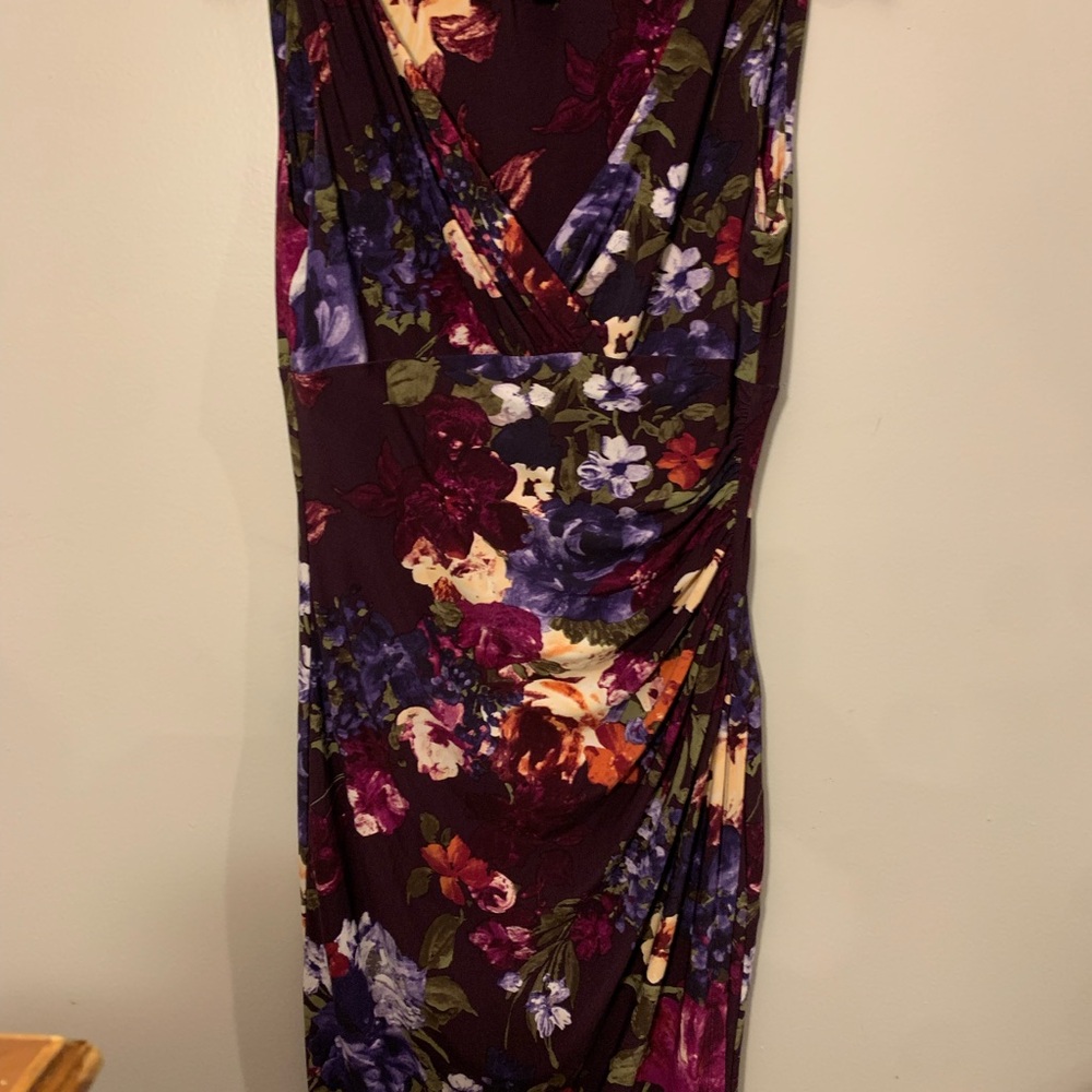 Ralph Lauren Floral Print Midi Cocktail Dress Size 10
